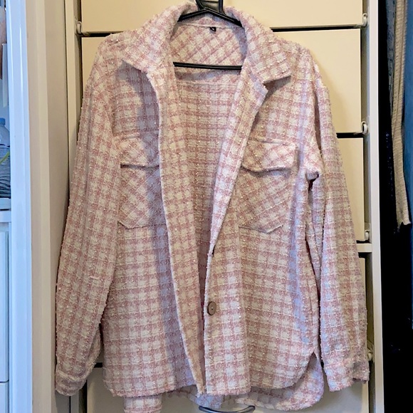 Oversized Pink Flannel Jacket 